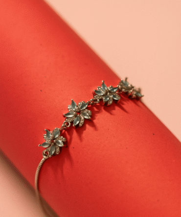 Floral Elegance Bracelet with Silver Stones