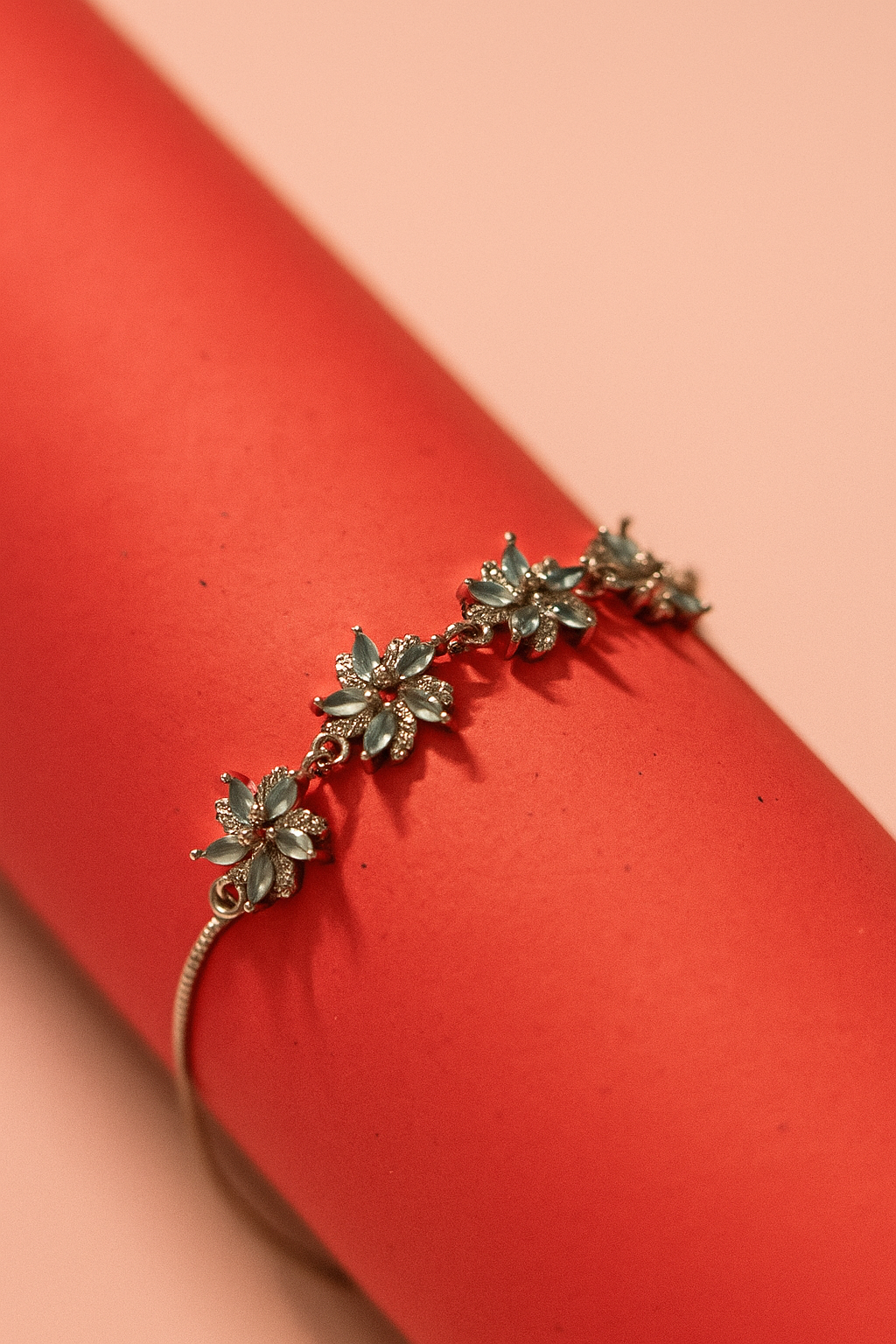 Floral Elegance Bracelet with Silver Stones